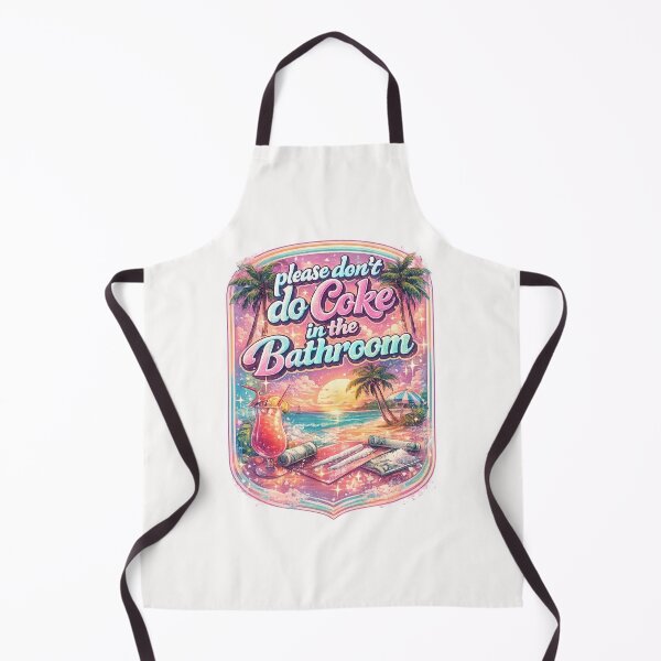 Item preview, Tropical Sunset Warning – Please Don’t Do Coke in the Bathroom Coastal Art designed and sold by Places On Earth.