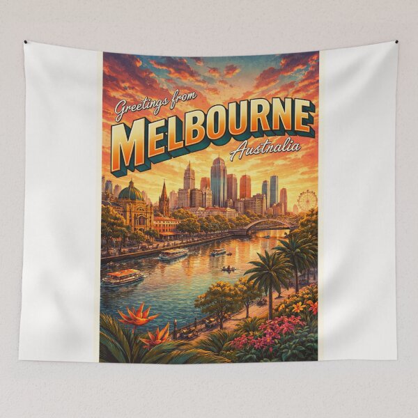 Item preview, Greetings from Melbourne – Yarra River Sunset with Federation Square and Southbank Skyline designed and sold by Places On Earth.