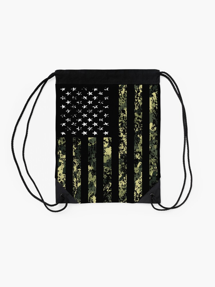Alternate view of Camo American Flag Drawstring Bag
