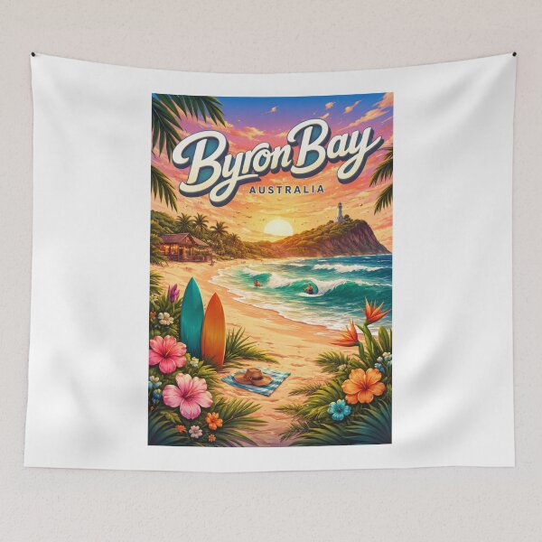 Item preview, Byron Bay Sunset – Cape Byron Lighthouse and Bohemian Beach Vibes designed and sold by Aryabek.