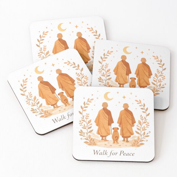 Item preview, Minimalist Zen Art Walk for Peace Monks with Aloka Dog  designed and sold by JaidyKris.