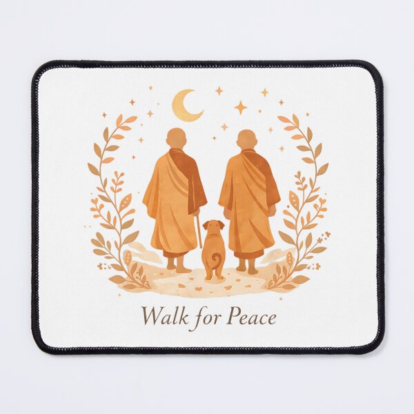 Item preview, Minimalist Zen Art Walk for Peace Monks with Aloka Dog designed and sold by JaidyKris.