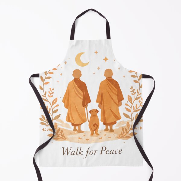 Item preview, Minimalist Zen Art Walk for Peace Monks with Aloka Dog designed and sold by JaidyKris.