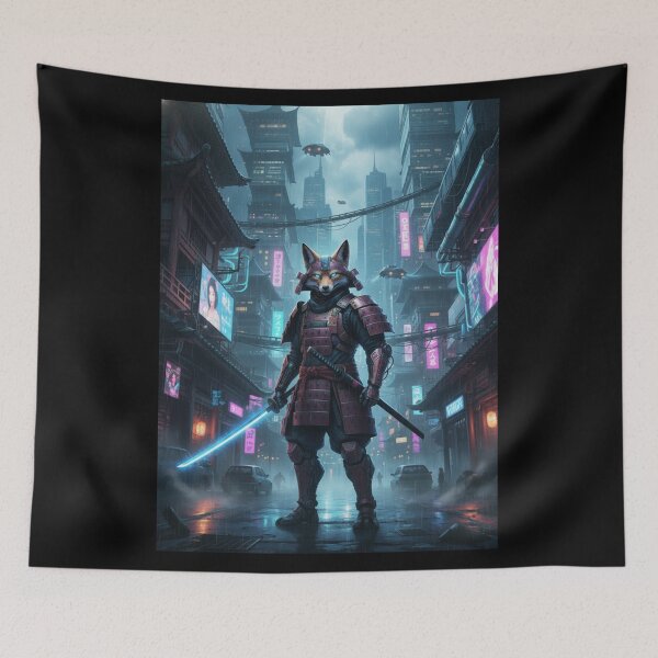 Item preview, Neon Fox Samurai Guardian designed and sold by FoxVibes.