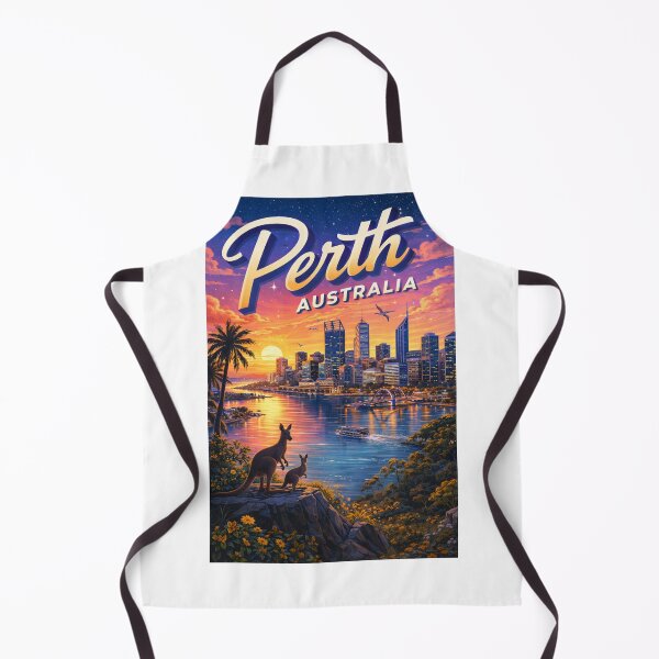 Item preview, Perth Sunset Skyline – Swan River and Elizabeth Quay with Native Wildlife designed and sold by Aryabek.
