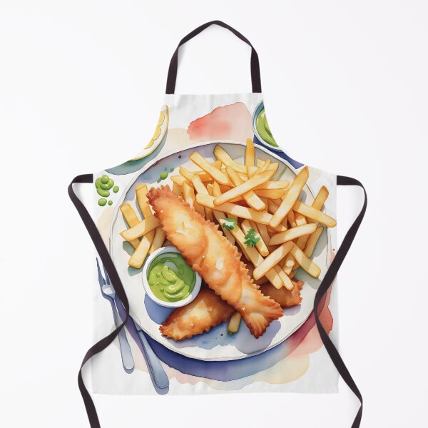 Item preview, Yummy fish and chips dish with mushy peas designed and sold by Ponted.