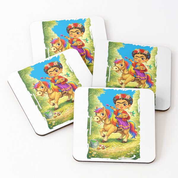 Item preview, Frida Kahlo the Rainbow Horse, Little Frida Painting a Happy Horse designed and sold by Arte Cartoon From TagTeam Group.
