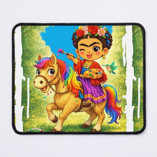 Item preview, Frida Kahlo the Rainbow Horse, Little Frida Painting a Happy Horse designed and sold by Arte Cartoon From TagTeam Group.