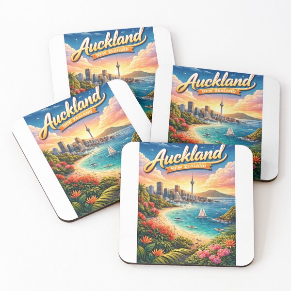 Item preview, Auckland Beach Sunset – Sky Tower, Waitematā Harbour & Rangitoto Island designed and sold by Aryabek.