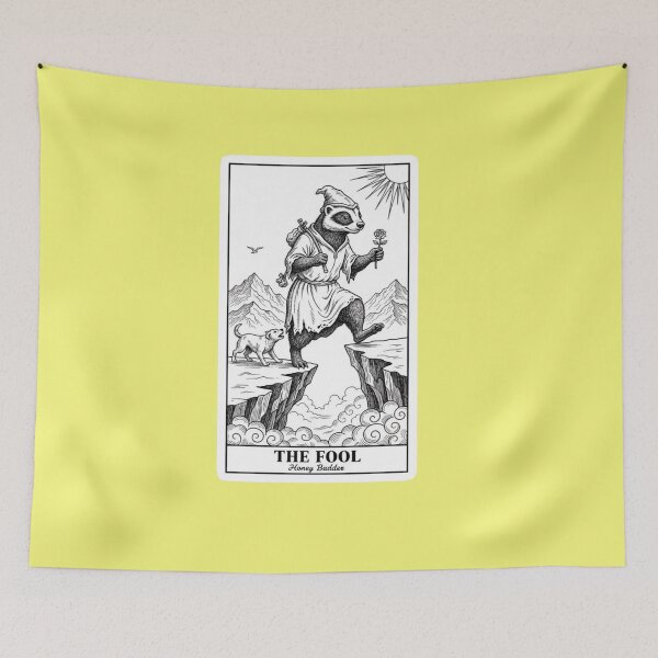 Item preview, The Fool Tarot Card Honey Badger Aesthetic Occult Vintage Illustration designed and sold by bvdesignart.