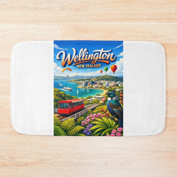 Item preview, Wellington Hillside Cable Car – New Zealand’s Harbour Capital with Native Tui designed and sold by Aryabek.