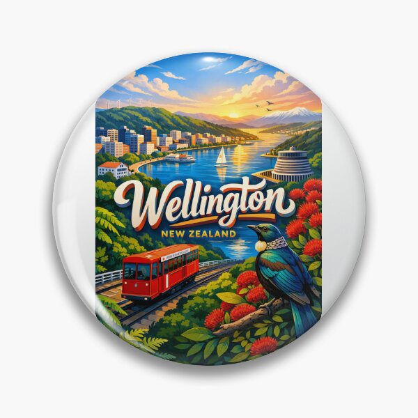 Item preview, Wellington Waterfront Sunset – Cable Car, Tui Bird & Beehive Parliament Building designed and sold by Aryabek.