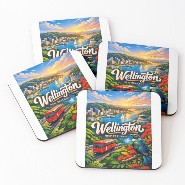 Item preview, Wellington Waterfront Sunset – Cable Car, Tui Bird & Beehive Parliament Building designed and sold by Aryabek.