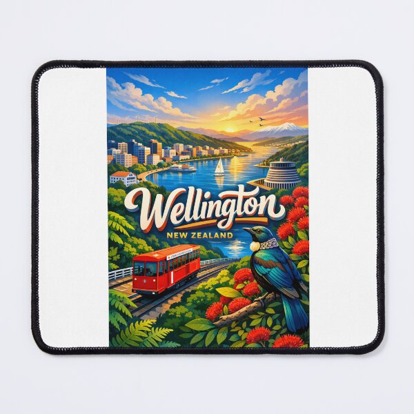 Item preview, Wellington Waterfront Sunset – Cable Car, Tui Bird & Beehive Parliament Building designed and sold by Aryabek.