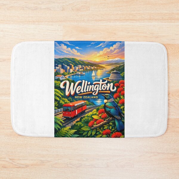 Item preview, Wellington Waterfront Sunset – Cable Car, Tui Bird & Beehive Parliament Building designed and sold by Aryabek.