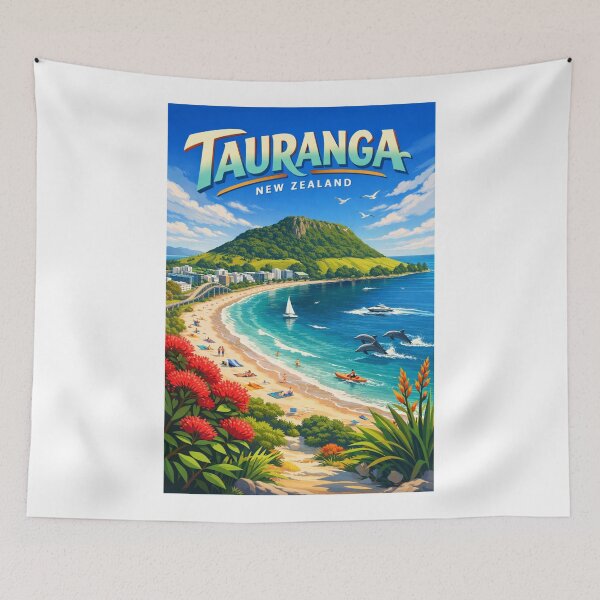 Item preview, Tauranga Coastline – Mount Maunganui, Beachfront Living & Dolphins designed and sold by Aryabek.