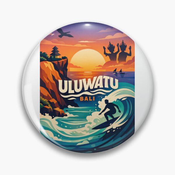 Item preview, Uluwatu Bali Surf Sunset – Clifftop Temple & Ocean Wave Riders designed and sold by Aryabek.