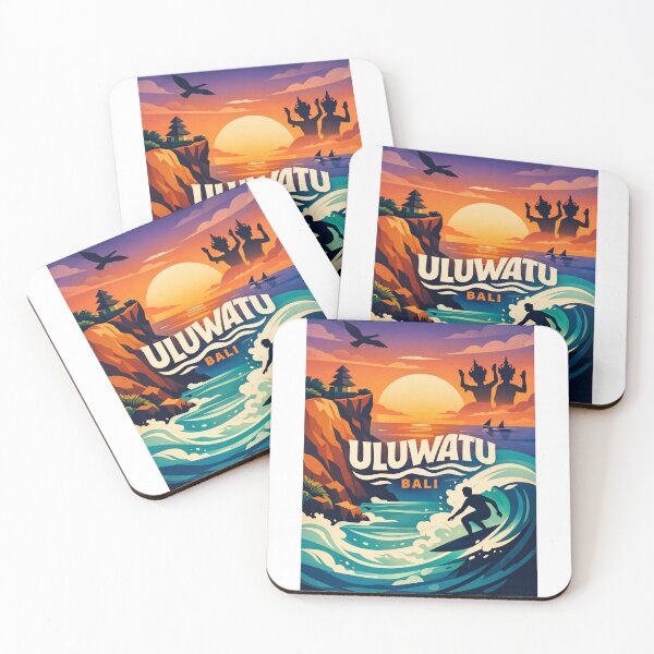 Item preview, Uluwatu Bali Surf Sunset – Clifftop Temple & Ocean Wave Riders designed and sold by Aryabek.