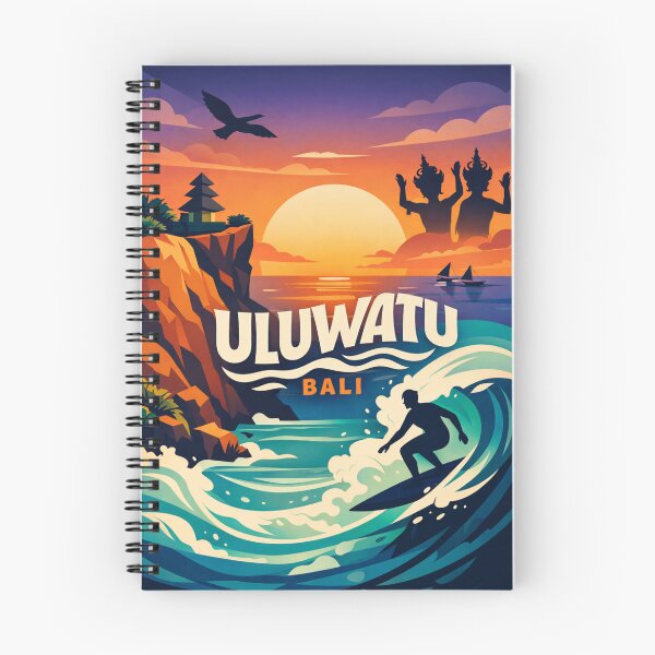Item preview, Uluwatu Bali Surf Sunset – Clifftop Temple & Ocean Wave Riders designed and sold by Aryabek.