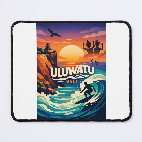 Item preview, Uluwatu Bali Surf Sunset – Clifftop Temple & Ocean Wave Riders designed and sold by Aryabek.