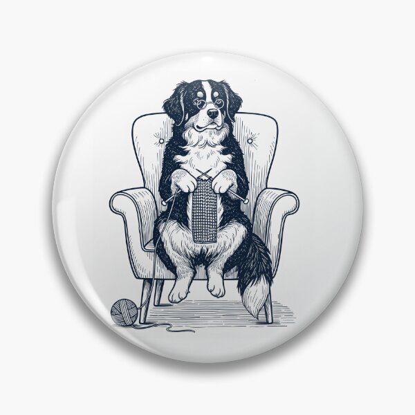 Item preview, Vintage Bernese Mountain Dog Knitting Knit Gift Dog Lover designed and sold by DoodleTortle.