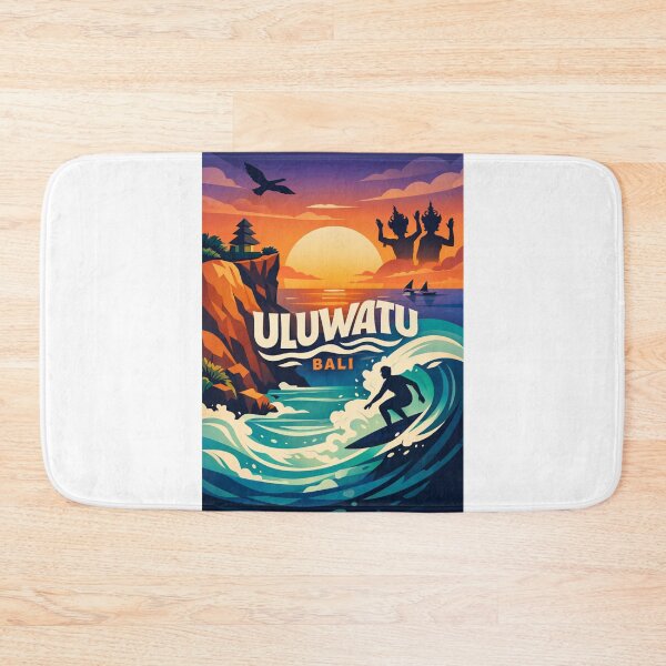 Item preview, Uluwatu Bali Surf Sunset – Clifftop Temple & Ocean Wave Riders designed and sold by Aryabek.