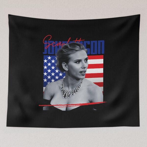 Item preview, Scarlett Johansson USA Flag Black And White designed and sold by privatecolorles.
