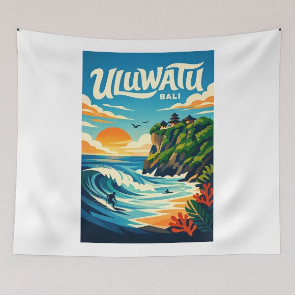Item preview, Uluwatu Cliff Surf View – Balinese Temple Sunset and Indian Ocean Breaks designed and sold by Aryabek.