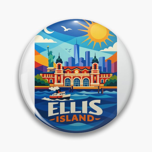 Item preview, Ellis Island and Manhattan Skyline – Statue of Liberty & New York Harbor designed and sold by Aryabek.