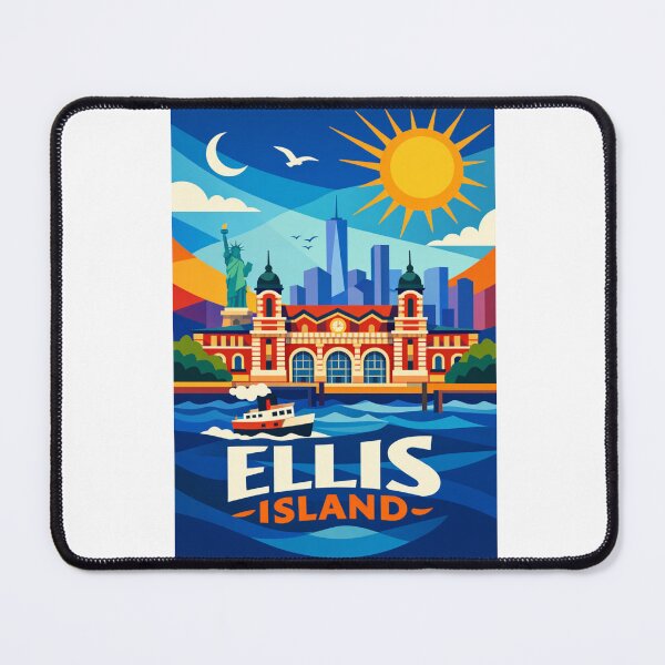 Item preview, Ellis Island and Manhattan Skyline – Statue of Liberty & New York Harbor designed and sold by Aryabek.