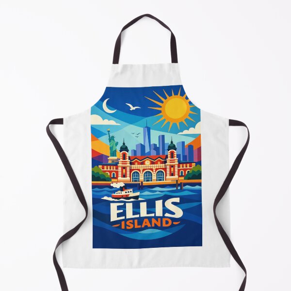Item preview, Ellis Island and Manhattan Skyline – Statue of Liberty & New York Harbor designed and sold by Aryabek.