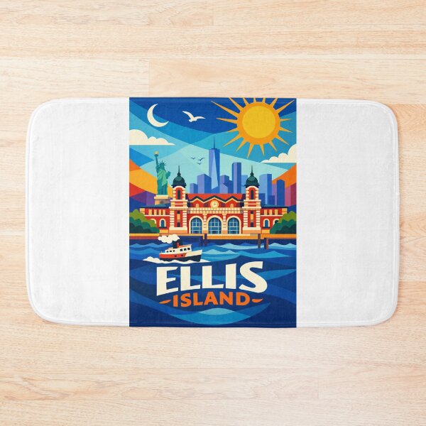 Item preview, Ellis Island and Manhattan Skyline – Statue of Liberty & New York Harbor designed and sold by Aryabek.