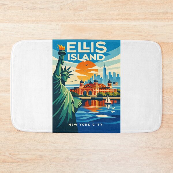 Item preview, Ellis Island Sunset – Statue of Liberty, NYC Skyline and American History designed and sold by Aryabek.
