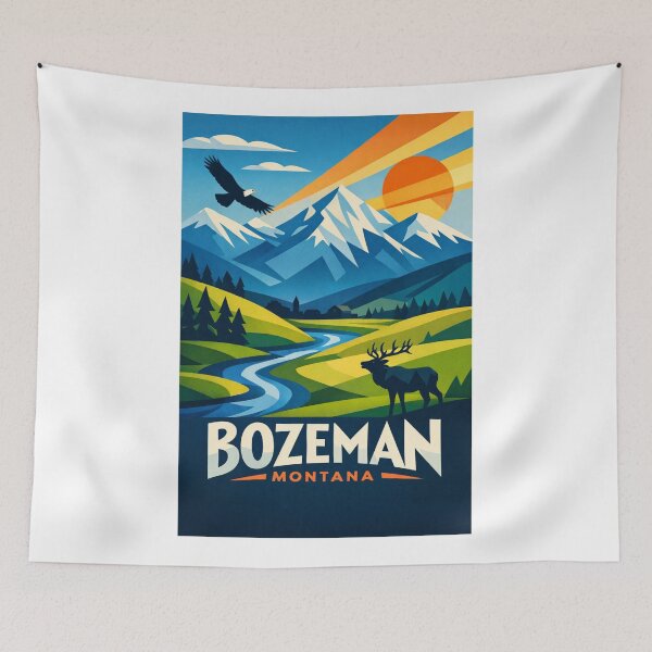 Item preview, Bozeman Montana Alpine Vista – Snow Peaks, Elk & Big Sky Country designed and sold by Aryabek.