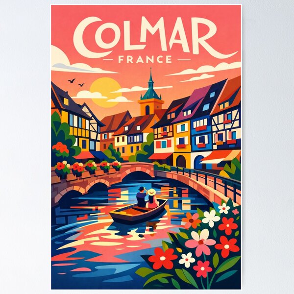 Item preview, Colmar France Canal Romance – Alsace Half-Timbered Charm at Sunset designed and sold by Aryabek.