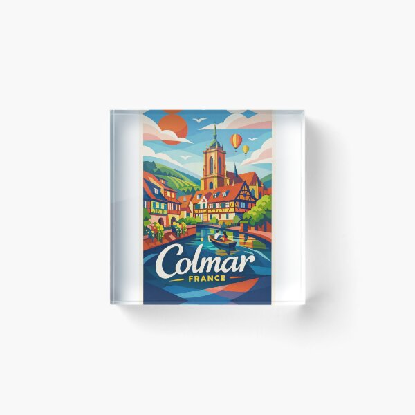 Item preview, Colmar Cathedral and Canal – Alsace Village with Vineyard Hills & Hot Air Balloons designed and sold by Aryabek.