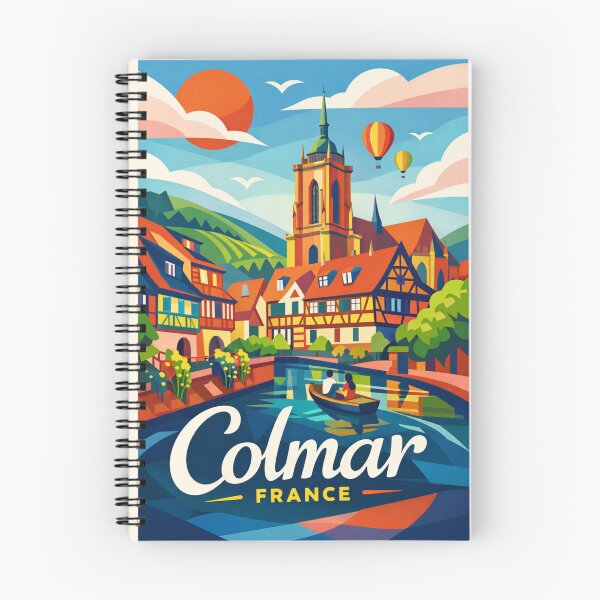 Item preview, Colmar Cathedral and Canal – Alsace Village with Vineyard Hills & Hot Air Balloons designed and sold by Aryabek.
