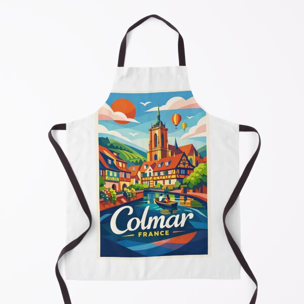 Item preview, Colmar Cathedral and Canal – Alsace Village with Vineyard Hills & Hot Air Balloons designed and sold by Aryabek.