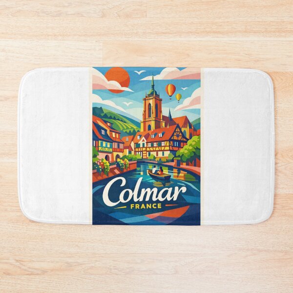 Item preview, Colmar Cathedral and Canal – Alsace Village with Vineyard Hills & Hot Air Balloons designed and sold by Aryabek.