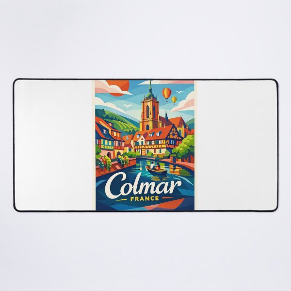 Item preview, Colmar Cathedral and Canal – Alsace Village with Vineyard Hills & Hot Air Balloons designed and sold by Aryabek.