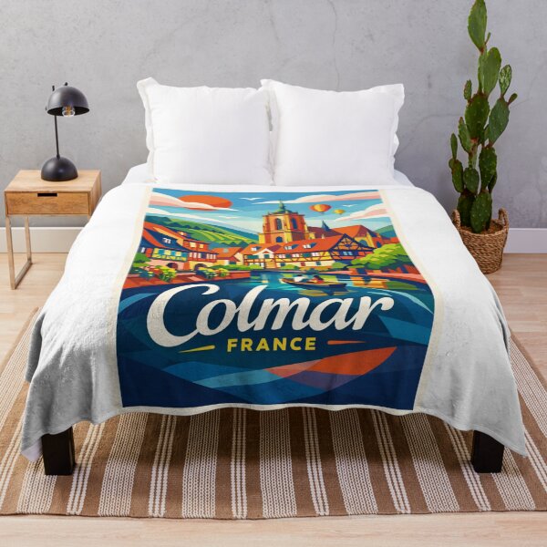 Item preview, Colmar Cathedral and Canal – Alsace Village with Vineyard Hills & Hot Air Balloons designed and sold by Aryabek.
