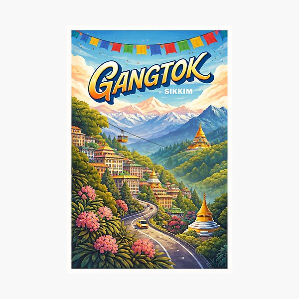 Item preview, Gangtok Himalayan Skyline – Monasteries, Mountains & Sikkim Charm designed and sold by Aryabek.