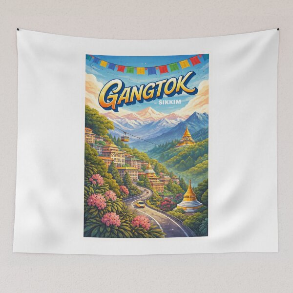 Item preview, Gangtok Himalayan Skyline – Monasteries, Mountains & Sikkim Charm designed and sold by Aryabek.