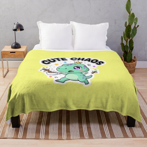 Item preview, Cute Chaos Tiny Dinosaur Spilling Coffee Kawaii T Rex with Gold Crown Sticker designed and sold by bvdesignart.
