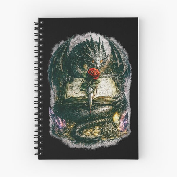 Item preview, Mystic Dragon Holding Bloody Rose Dagger Book – Dark Fantasy Gothic Art designed and sold by DarkRomanceMom.