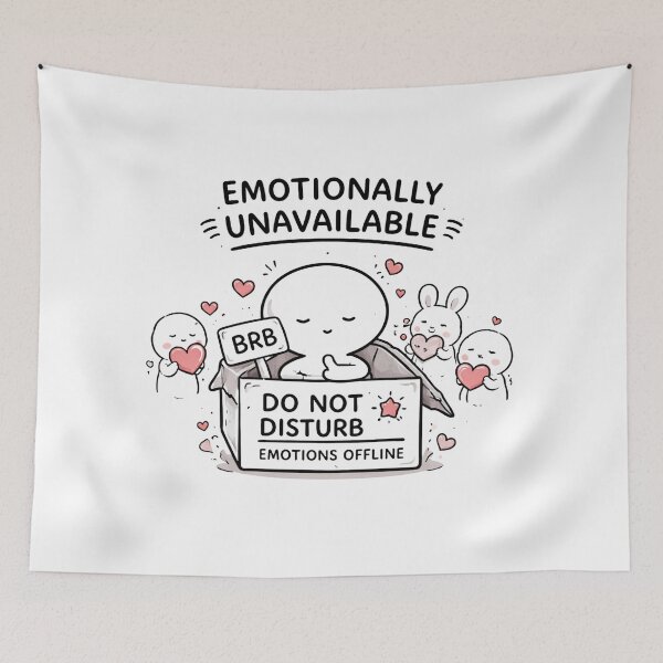 Item preview, Emotionally Unavailable – Funny Minimal Line Art Mood Cartoon designed and sold by ThaiArtShop.