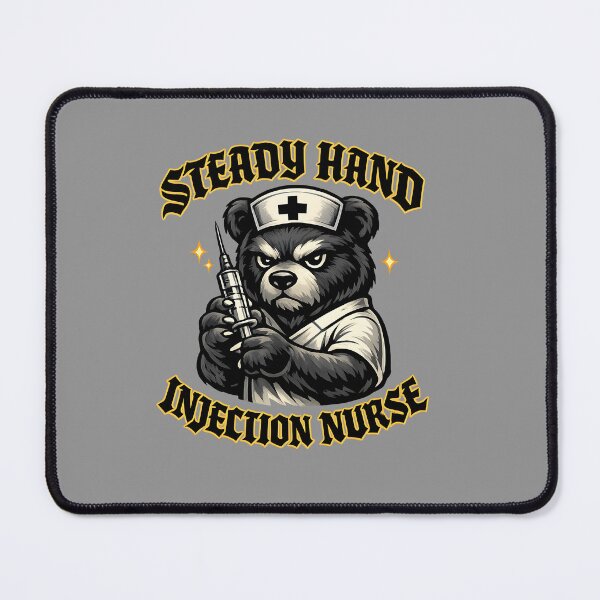 Item preview, Steady Hand Injection Nurse Bear – Confident Nurse Illustration designed and sold by ClinicalHubs.