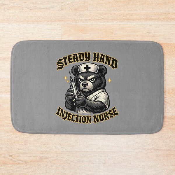 Item preview, Steady Hand Injection Nurse Bear – Confident Nurse Illustration designed and sold by ClinicalHubs.