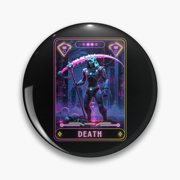 Item preview, The Death Tarot Card | Neon Sci-Fi Robot Reaper & Junkyard designed and sold by JB-designstudio.