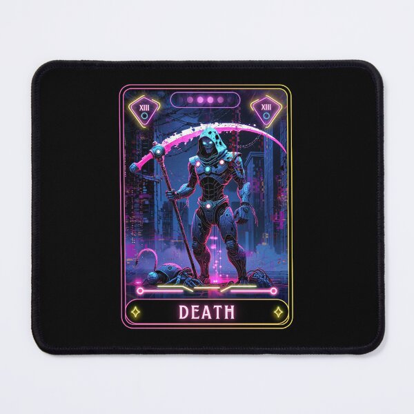 Item preview, The Death Tarot Card | Neon Sci-Fi Robot Reaper & Junkyard designed and sold by JB-designstudio.